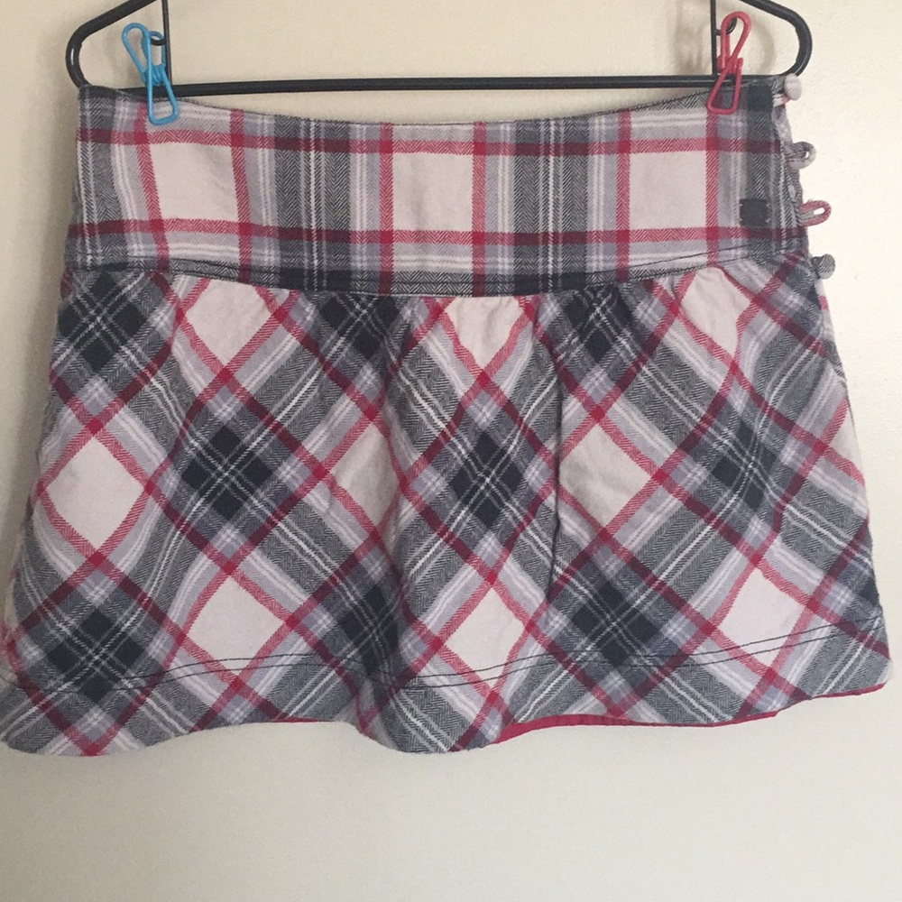 Roxy Mini Skirt Red white and Gray plaid pattern